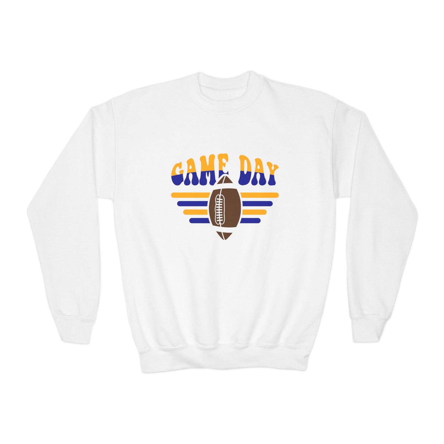 YOUTH Football Gameday Crewneck in Blue and Gold