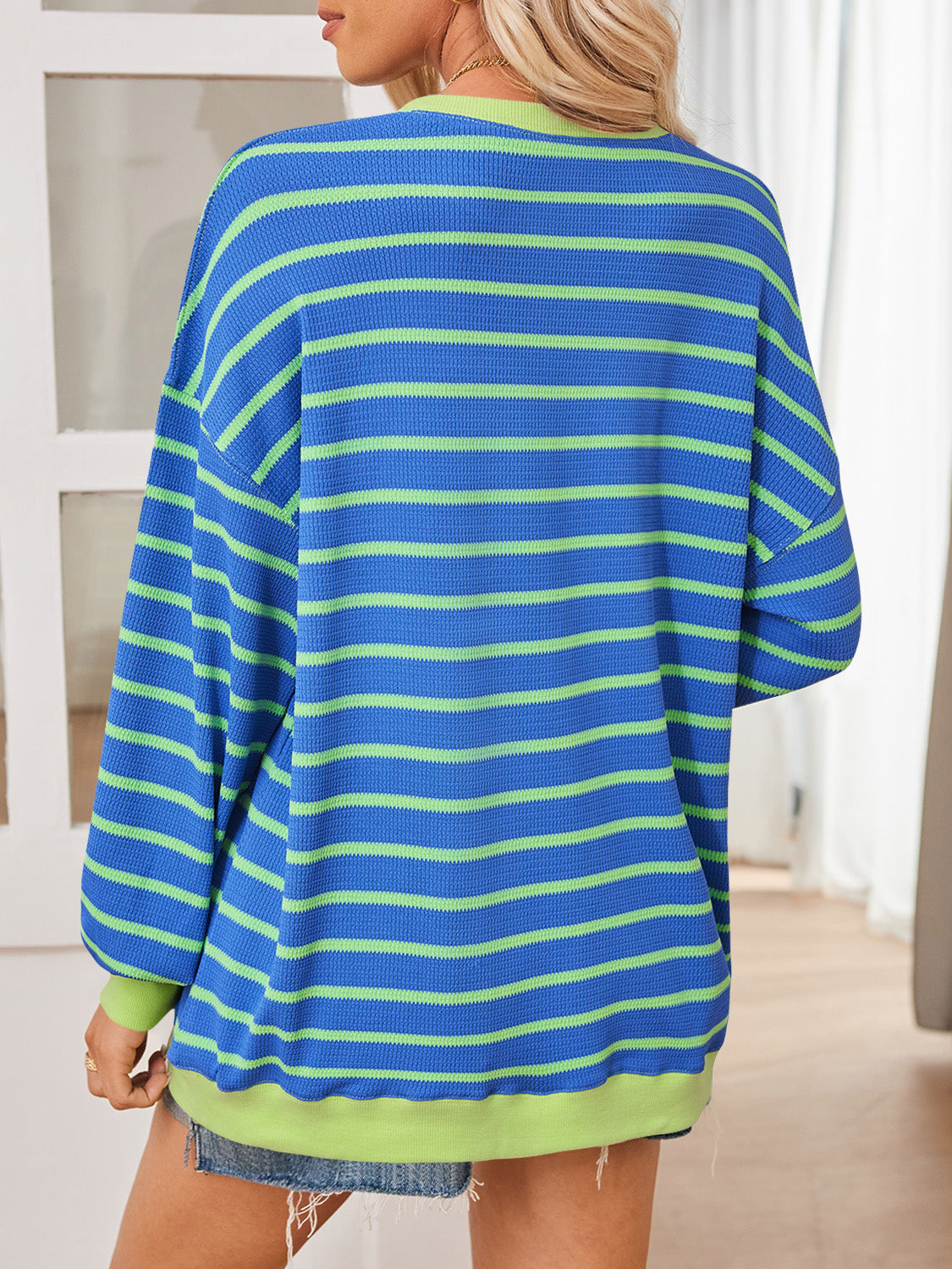 Lovelet Striped Contrast Long Sleeve Sweatshirt